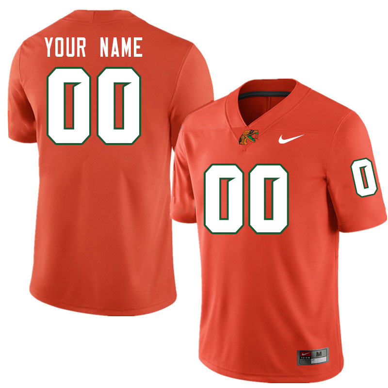 Custom Florida A&M Rattlers Name And Number Football Jerseys-Orange